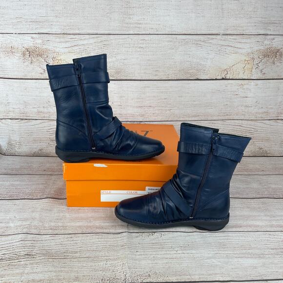 Miz Mooz Pasha Wide Womens Sz EU 36 US 5.5-6 Ankle Boots Navy BLue - Picture 2 of 11